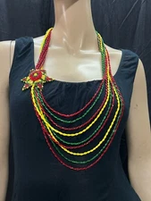 Nnp112 Tribal Ethnic multicolor village Pote Bead Gypsy Handmade strand Necklace