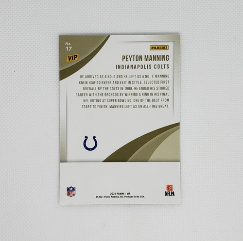 2021 Panini VIP Peyton Manning # 17 Indianapolis Colts - Picture 2 of 2