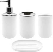 Bathroom Accessory Set, 4 pcs Shatter-resistant Black, White, Beige, Grey