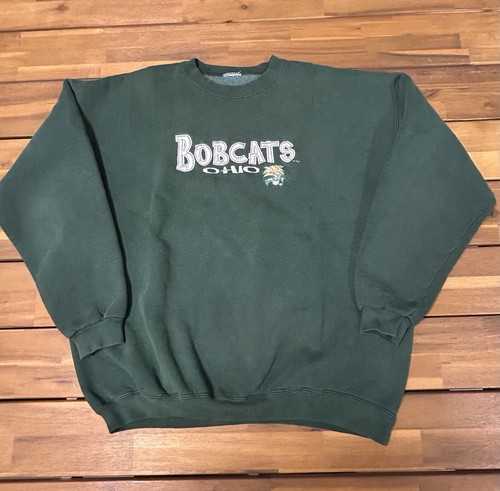 Vintage 1990s Ohio University Bobcats Embroidered Crewneck Sweatshirt XL Green