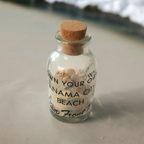 Souvenier Panama City Beach Glass Bottle Sand and Sea Shells (BL2) - Picture 2 of 6