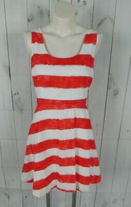 red and white fit and flare dress