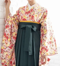 Japanese Women's Traditional Kimono HAKAMA Skirt Belt Set Modern 09-Aa