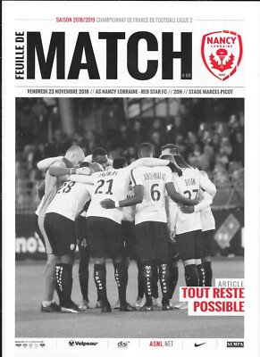 Spielbogen Nr.08 ASNL Nancy - Red Star FC (2018-2019) - Ligue 2