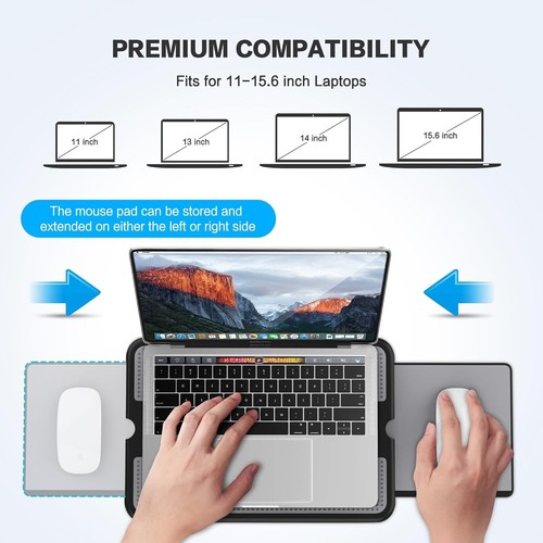 Portable Laptop Lap Desk with Retractable Mouse Pad for Bed or Travel - Photo 6/11
