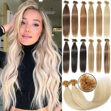 Pre Bonded Keratin Fusion U Tip Human Hair Extensions Nail Tip Brazilian Hair 9A