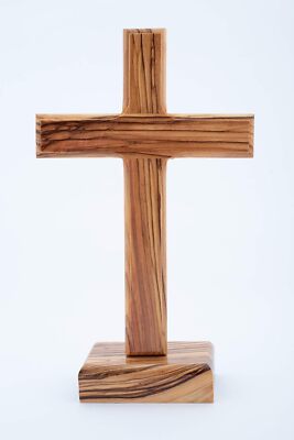 Olive Wood Gifts Shop Hand Made Free Standing/Wall Hanging Olive Wood Plain Cros