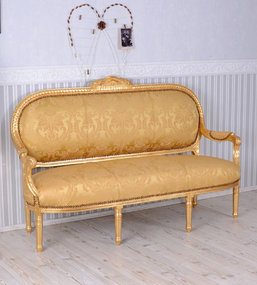 Salonsofa Barock Sofa rokoko Polstersofa gold Kanapee Sitzbank Couch Polsterbank - Bild 3 von 4