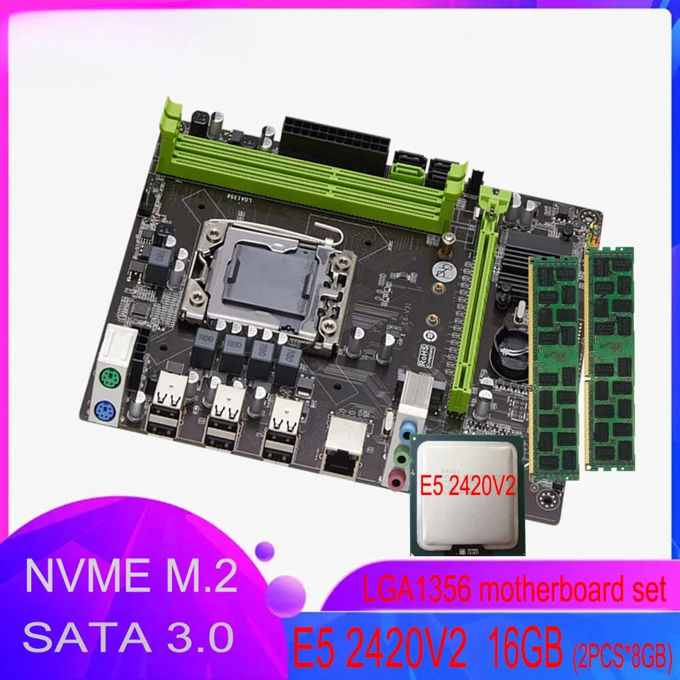 Motherboard set E5 2420V2 2*8GB=16GB DDR3 memory combo kit set NVME SATA 3.0 - Image 2 of 4