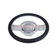 Aluminum Steering Wheel Black Leather Chevy Gm Buick Pontiac Chrome Classic Aluminum Steering Wheel Black Leather Chevy Gm Buick Pontiac Chrome Classic