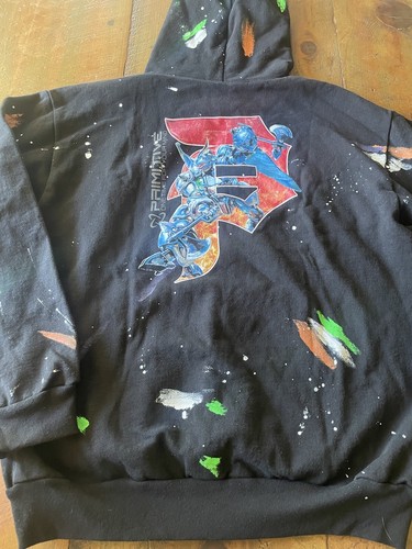 Primitive Skate Destroyer Hoodie Mens XL Custom Paint Splatter 3M Reflective Ink - Picture 3 of 13