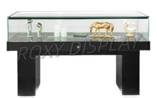 Black Jewelry Sit-Down Display Case Table w/ LED Lights & Locking Storage – 59"W