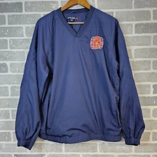 Volunteer Fire Department Jacket Mens Medium Blue V-Neck Sport-Tek Pullover