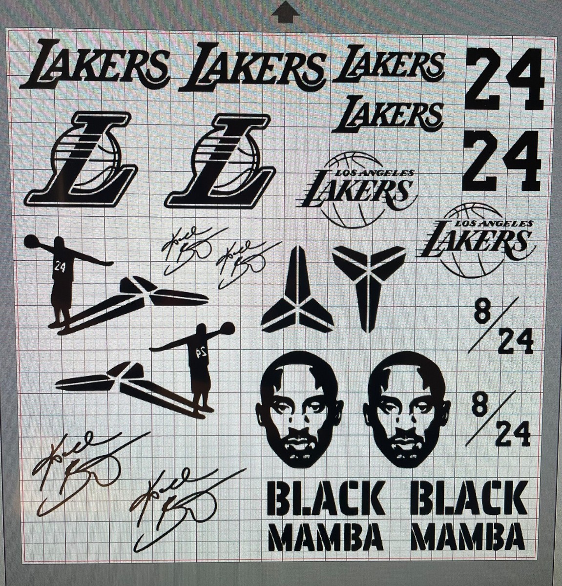 NBA KOBE BRYANT 24 PCS CUSTOM VINYL STENCIL FOR SHOES AND