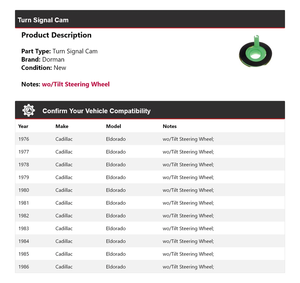 Cámara intermitente para Cadillac Eldorado Dorman 1976-1986 1977 1978 1979 1980 1981 Foto 2 de 4