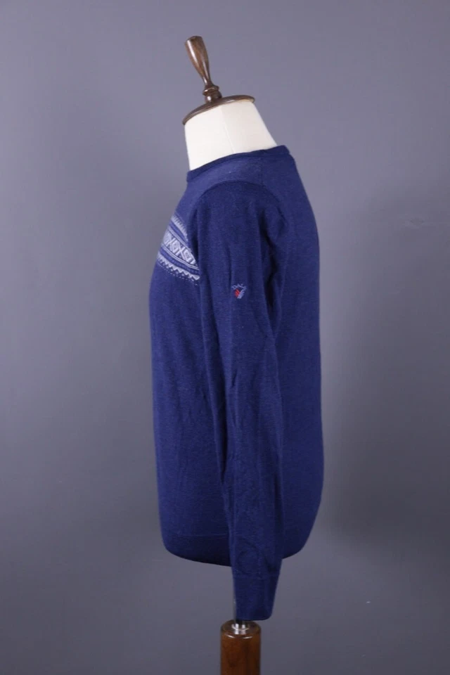 DALE OF NORWAY Blue Wool Fair Isle Knit Ski Sweater Size L - Image 2 of 4