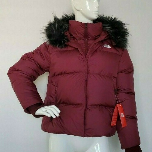 DOWN CROP HOODIE JACKET DEEP GARNET RED 