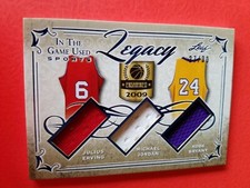 KOBE BRYANT MICHAEL JORDAN DR J ERVING 3 GAME USED JERSEY CARD #d27/30 LEAF ITG