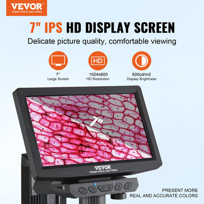 7'' HDMI LCD Digital Microscope for Adults - 1200X IPS Electron Microscope for So