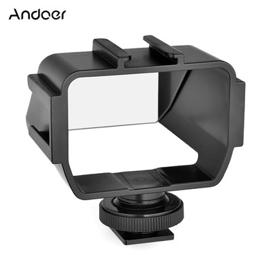 Andoer Camera Selfie Vlog Flip Up Mirror Screen with 3 Cold Shoe Mounts R7R5
