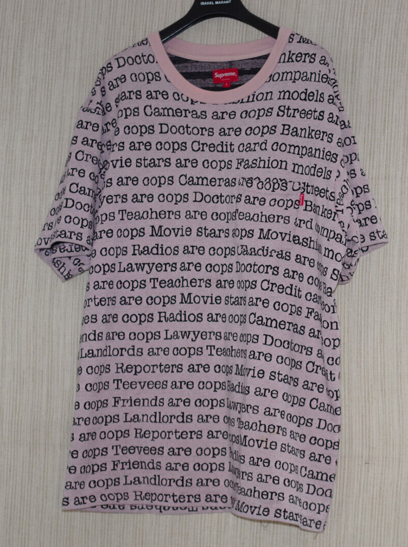 Supreme Cops Jacquard Pocket Tee Light Pink size L | eBay