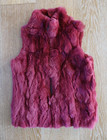 ADRIENNE LANDAU Girls Burguny Red Rabbit Fur Vest Size 10/12 NWOT — photo 1