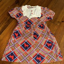 Vintage Girls Montgomery Ward Dress No Size Horses Plaid