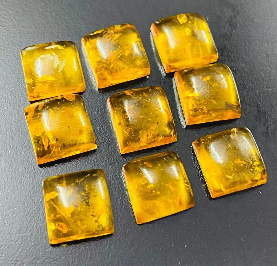 Baltic Amber Square Shape Flat Back Cabochon AAA Quality Wholesale Lot - Image 2 of 4