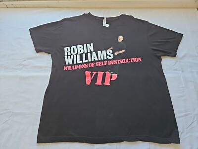 Vintage Robin Williams VIP Comedy Tour T-Shirt Black Rare Adult XL 23.5×28 Y2k