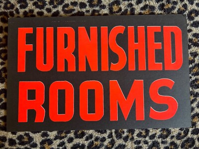 VTG CArdboard Sign 11''X7'' Furnished Rooms Rent