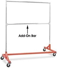 Only Hangers Commercial Grade Double Bar Rolling Z Rack with Nesting Orange Base