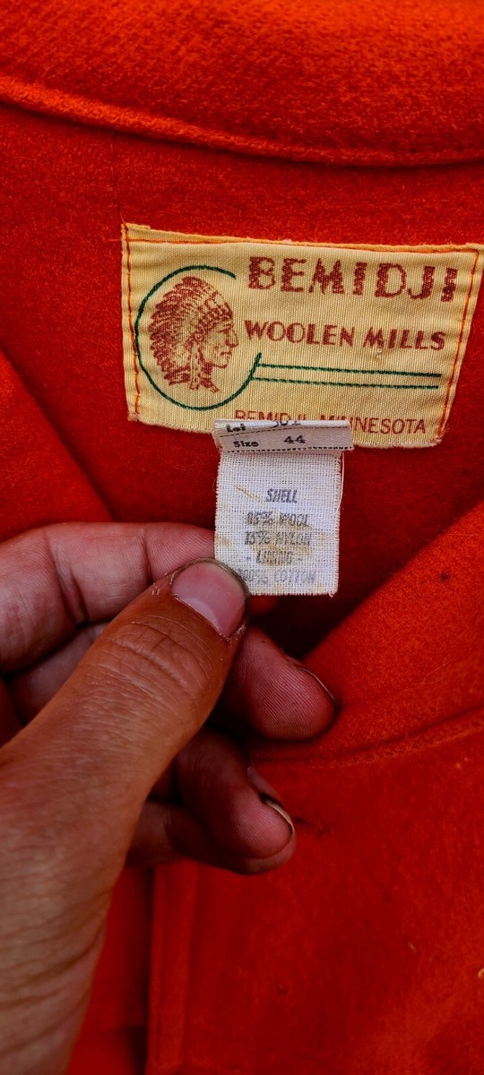 Vintage Bemidji Woolen Mills USA Mackinaw Wool Orange Cruiser