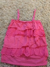 Vintage Aeropostale Aero Pink eyelet Ruffle Sleeveless Shirt Small adjustable