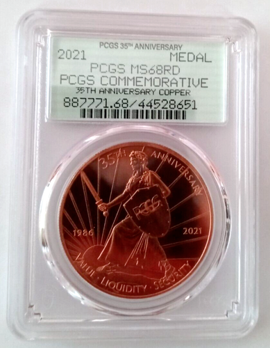 2021 PCGS 35th ANNIVERSARY COPPER MEDAL MS68 RD-  RAREST OF ALL POPULATION OF 10 - Picture 1 of 6