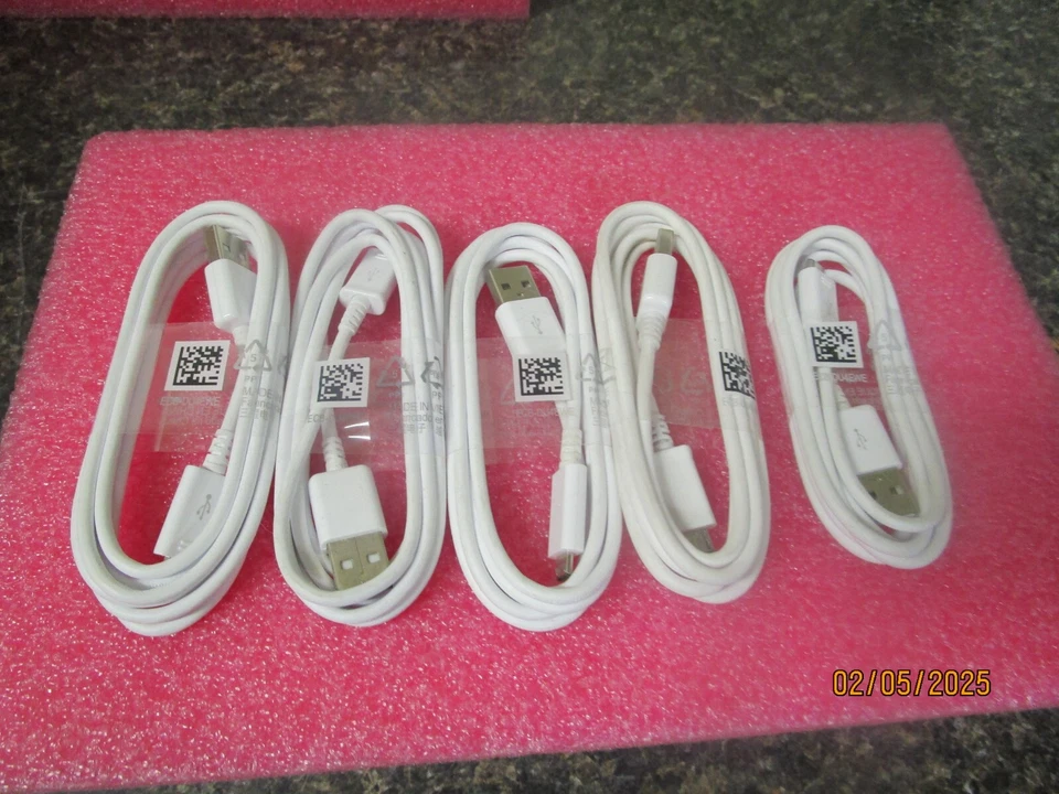 NEW! Qty (5) Samsung USB cable for Micro USB Devices - White - ECB - DU4EWE - Image 3 of 3