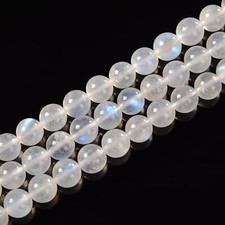 AAA Cream White Rainbow Moonstone Smooth Round Beads Size 6mm-12mm 15.5'' Str