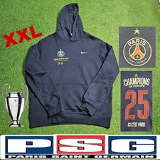 NEW Nike Paris Saint-Germain PSG Custom Champions Of Europe #25 Hoodie XXL Navy