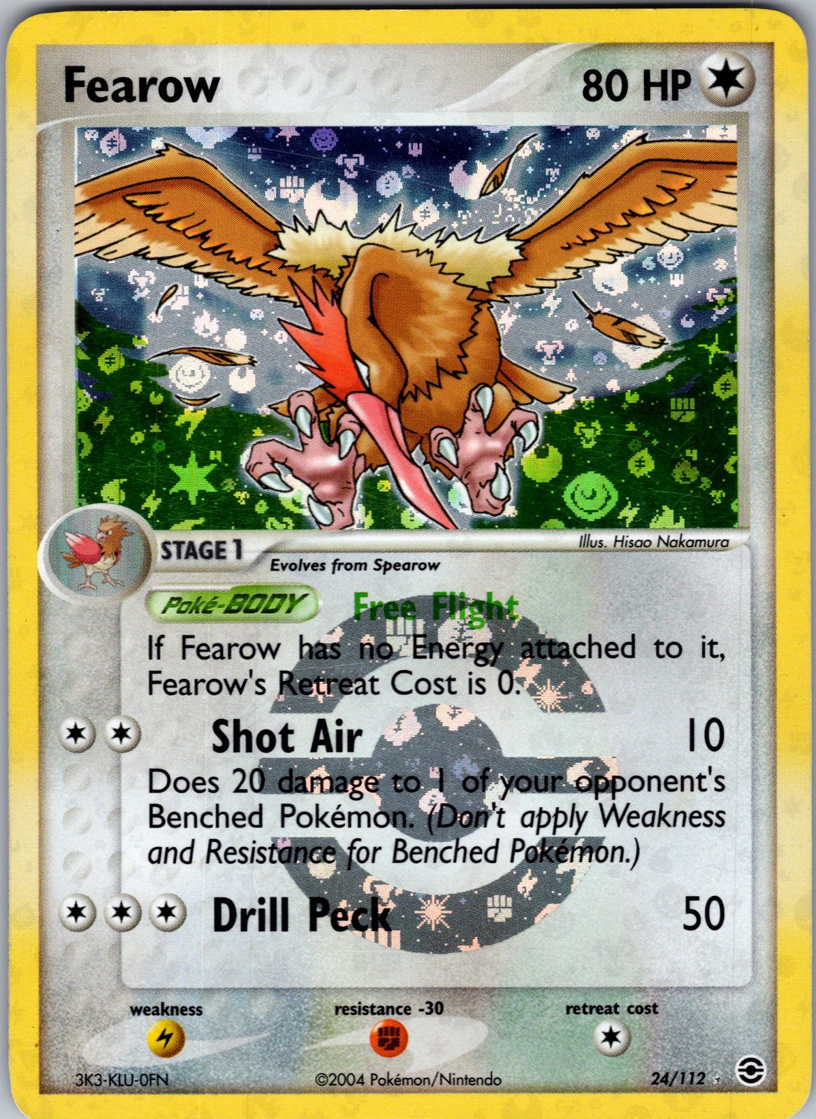 Fearow REVERSE HOLO  FireRed & LeafGreen 24/112 NM