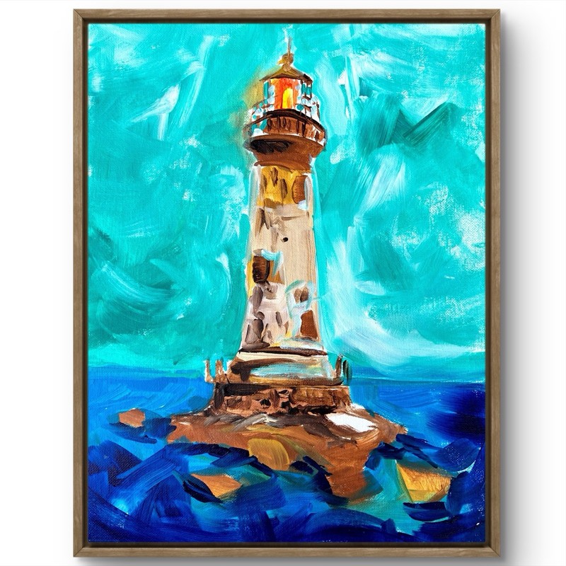TITA PAINTZ Lighthouse Original Abstract Hand Painted 11x14 Canvas Wall Art