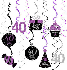 40Th Birthday Decorations Women Purple Black Silver Women 40Th Birthday Party De
