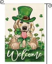 St. Patrick's Day Double-Sided Garden Flag with Shamrock Design, 12x18 Inch