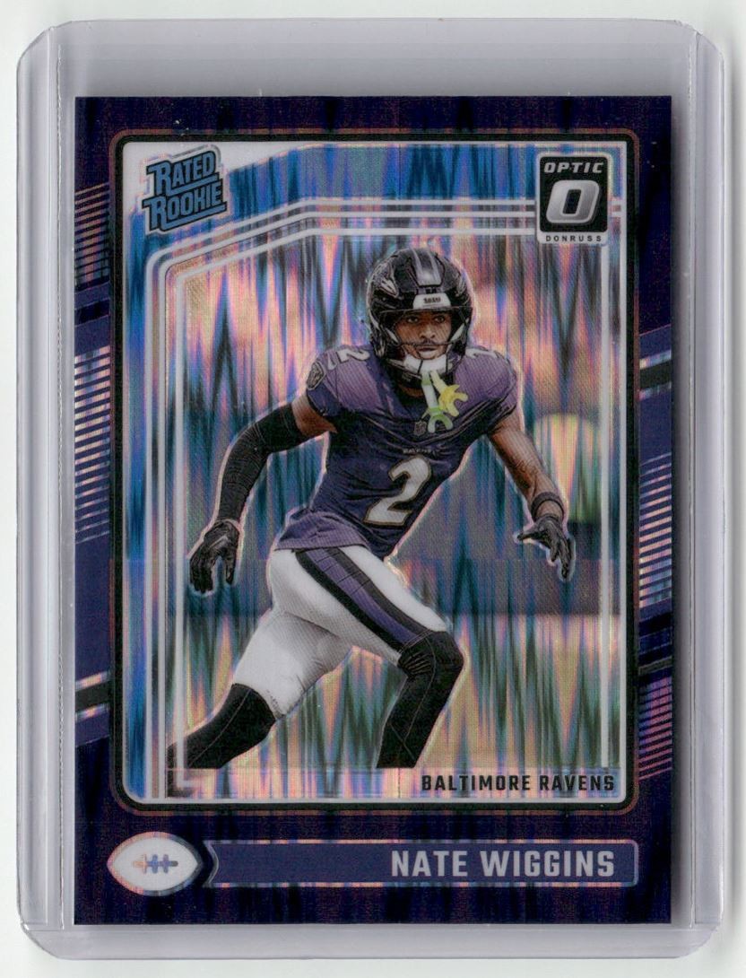 2024 Donruss Optic Purple Shock Nate Wiggins Rookie Baltimore Ravens #281