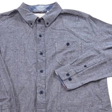 Weatherproof Vintage Long Sleeve Button Down Shirt Heathered Blue Mens Large