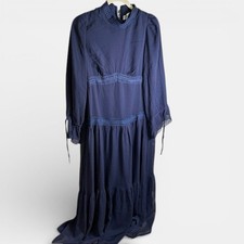 Urban Modesty Navy Lace Empire Waist Maxi Dress Abaya Ramadan Medium