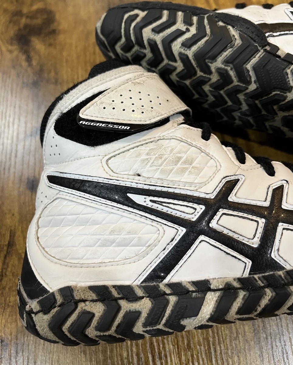 Asics Aggressor 2 White/Black Rare Wrestling Shoes Size 8 | eBay