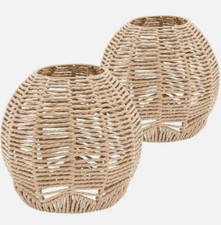 Vintage Rattan Wicker Pendant Lamp Shade Ceiling Light Covers Handwoven 6" x 6"