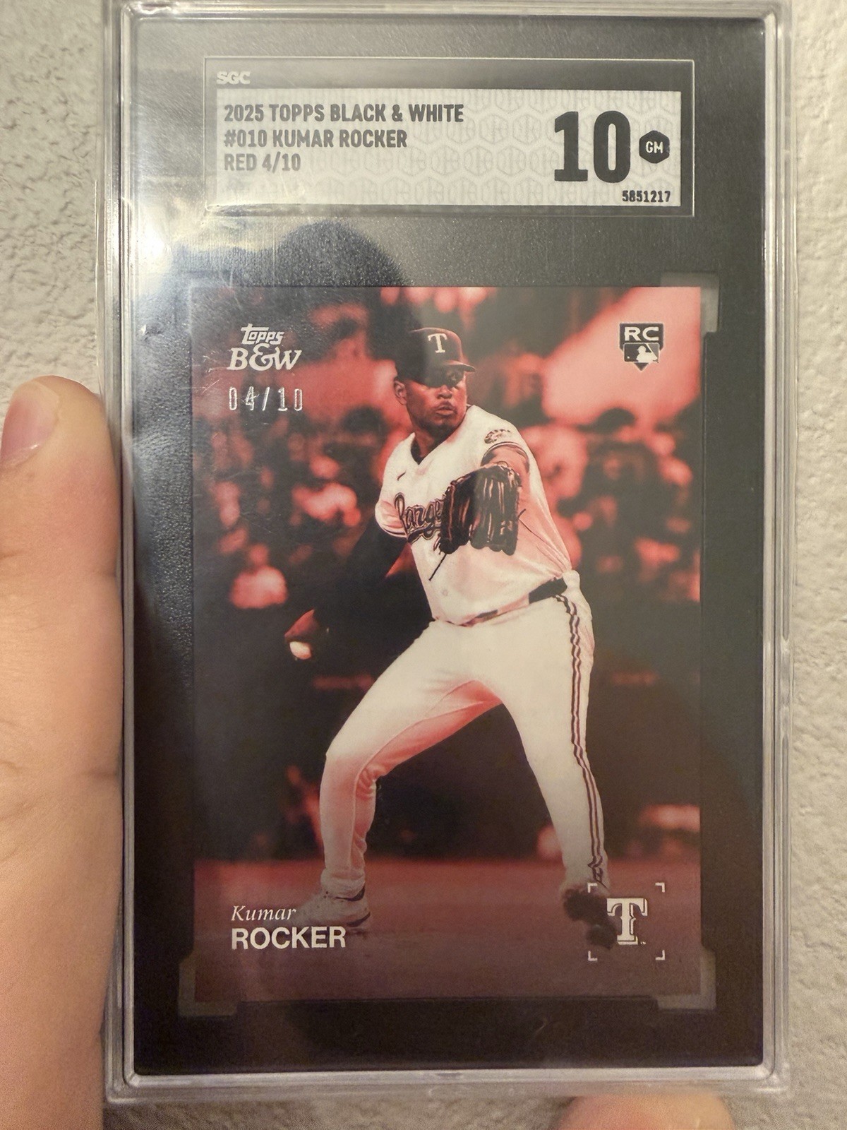 Topps 2025 Black & White Kumar Rocker #010 RC Red Parallel /10 Texas Rangers