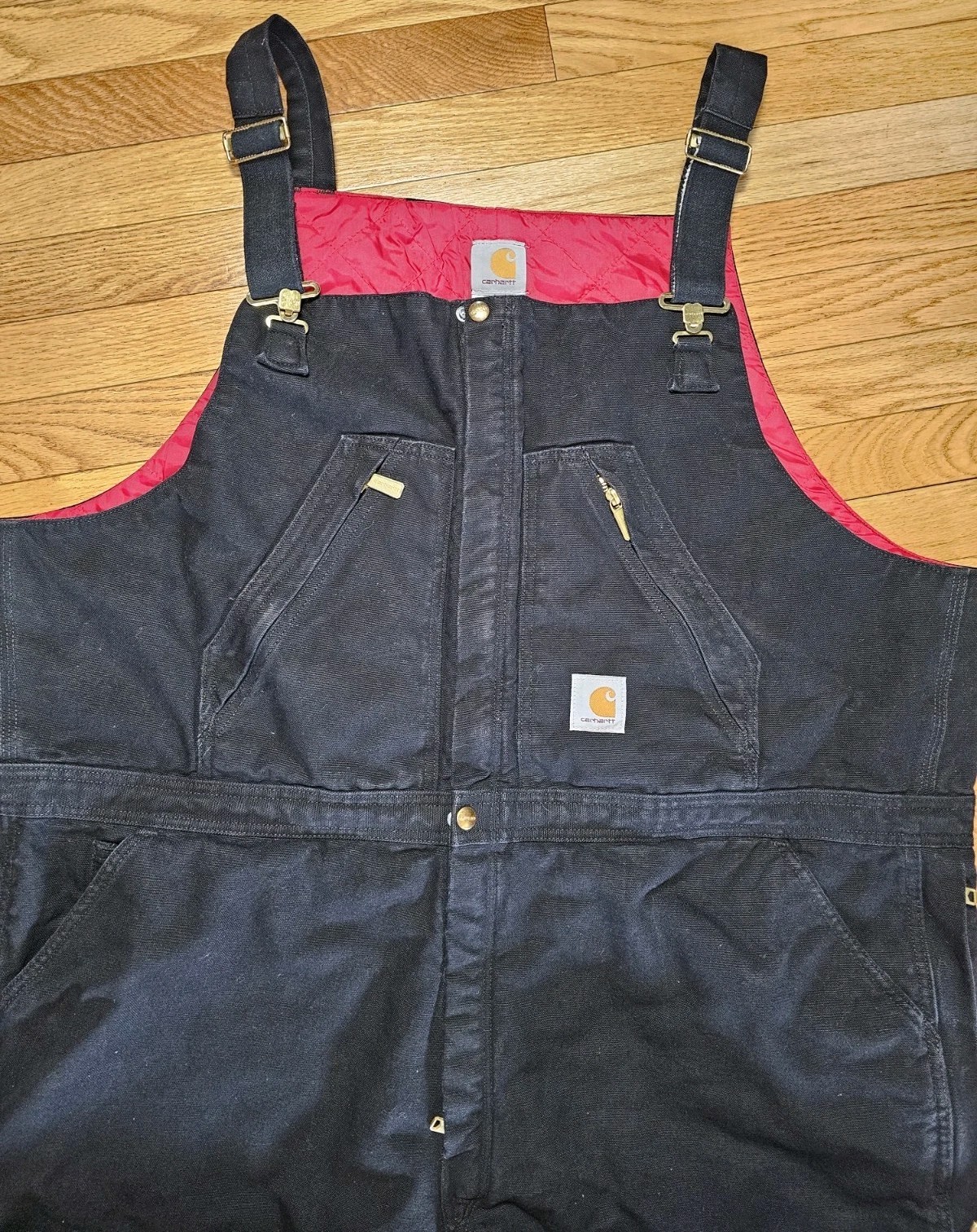 Carhartt R38 Black Arctic Quilted Insulated Lined Bib Overalls Mens 50"x32"  VGC thumbnail 6