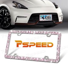 Bling Pink Fancy-cut Crystal Sparkling Rhinestone Diamond License Plate Frame