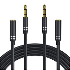 2 Pack 3.5mm Headphone Extension Cable 4Ft/1.2M 4-Pole Male to Female Aux Cord